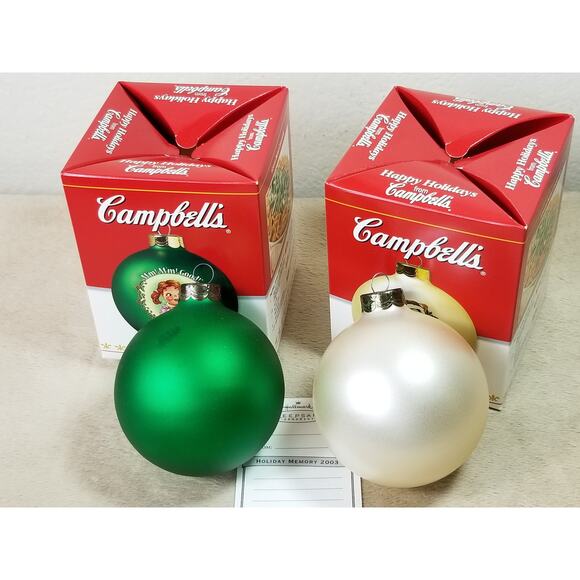 Campbell's Soup Ornament 2006 Green Collector Edition 2005 Cream New x2 Vintage - Picture 4 of 12